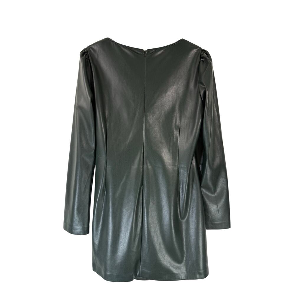 NWT House of Harlow 1960 Vegan Leather Wrap Dress Dark Green Women's Sz L Party - Picture 3 of 8